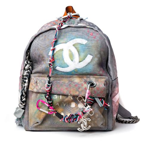 chanel blue graffiti backpack|authentic Chanel graffiti backpack.